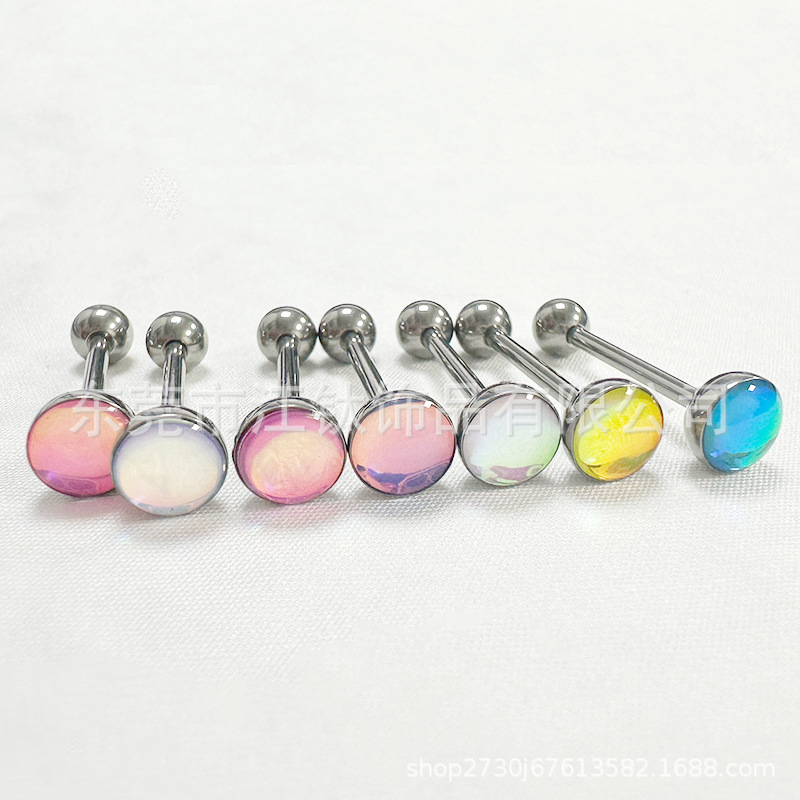 G23 Titanium Tongue Barbell Flash Film Drop Oil Multi-Color Gradient Tongue Ring Body Jewelry detail image 7