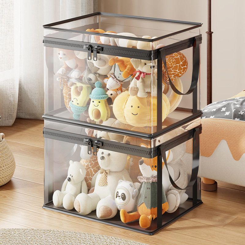 Cilindro Organizador de Juguetes de Peluche de Plástico y Tela, Transparente, Gran Capacidad, para Muñecas