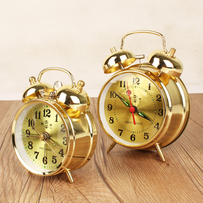 금속 구식 시계 기계 알람 시계 큰 벨 금속 운동 치킨 라이스 향수 복고풍 벨 시계 MATEO