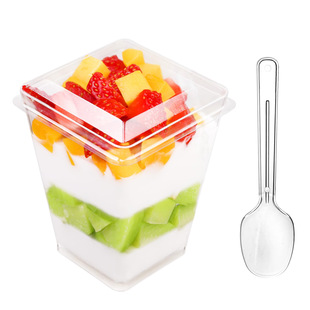 Disposable plastic mousse cup transparent ladder square pudding jelly cup hard dessert table Wood Bran yogurt Aviation Cup