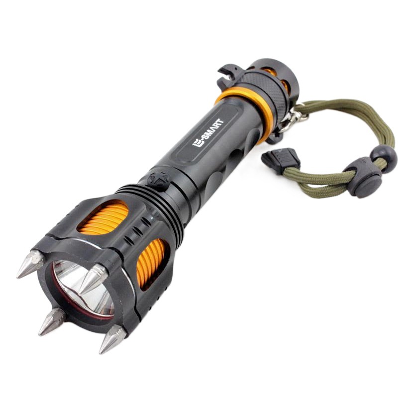 Productos genuinos luz fuerte linterna recargable autodefensa anti-Lobo seguridad hogar patrulla al aire libre Luz