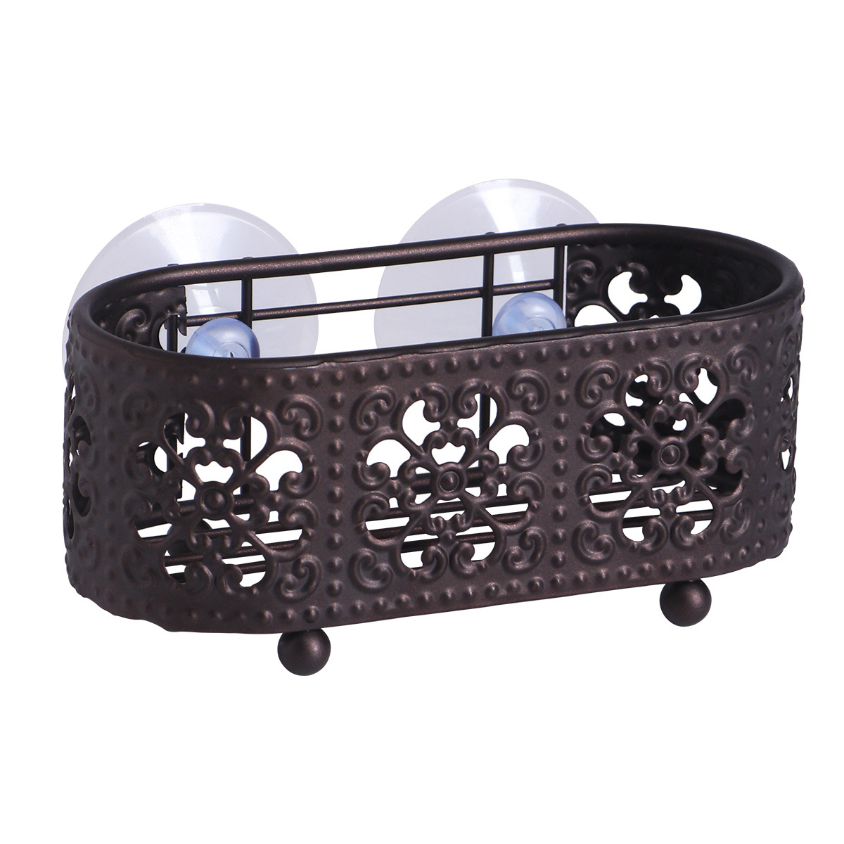 Estante de drenaje hueco de hierro marrón cocina hogar condimento almacenamiento rack lechón pie cuentas escritorio colgante rack de almacenamiento