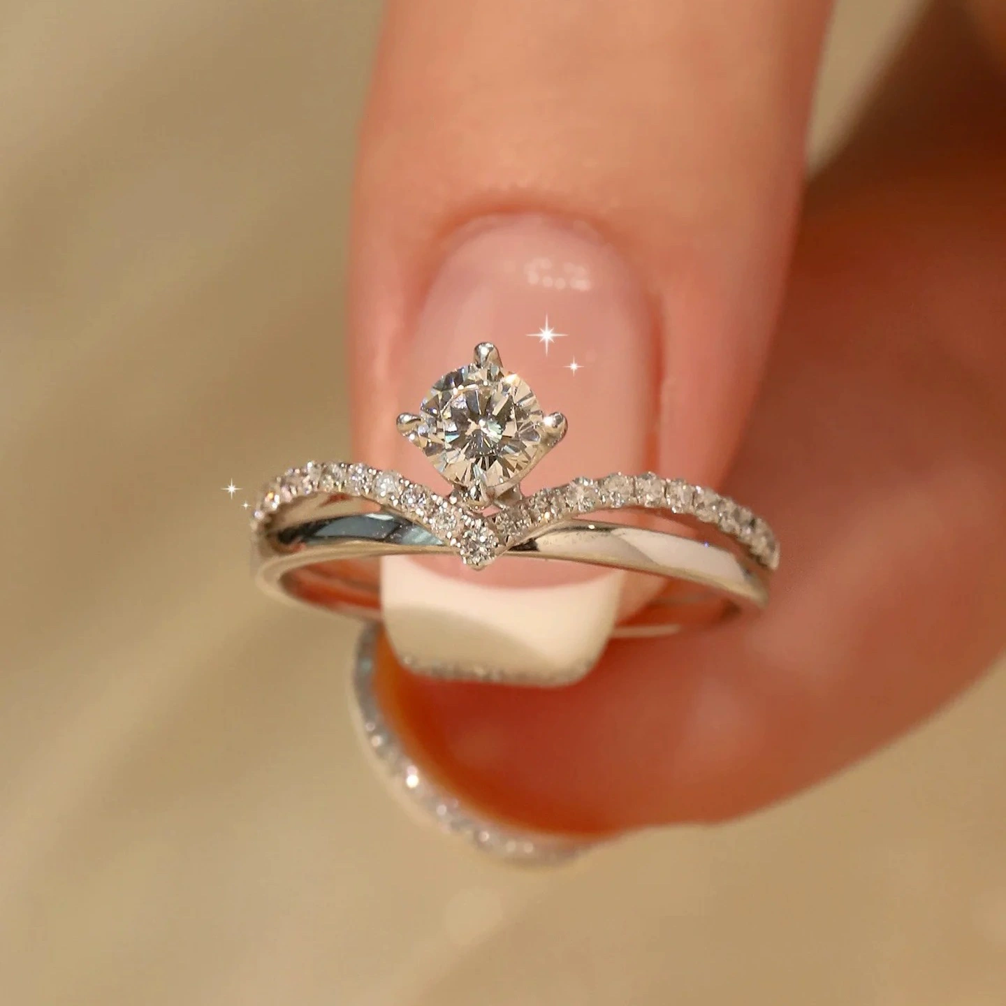 Adjustable wedding ring, 1‑carat style, light‑luxury design, multiple motif options