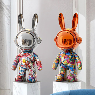 Light luxury soft decoration hand-made rabbit decoration violent bear living room wine cabinet Red TV cabinet bar hotel decoration