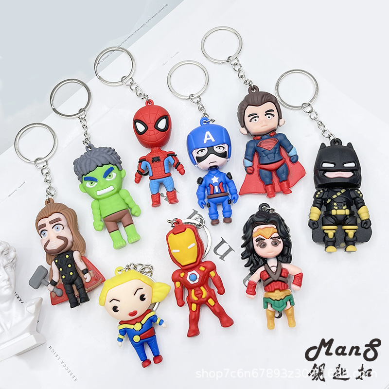 Creative Avengers Keychain Doll Pendant Bag Accessories DIY Soft Glue Cartoon Spider-Man Keychain