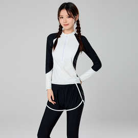 女童冲浪服分体三件套保守中大童韩版学生水母潜水服分体少女泳衣
