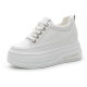 Platform shoes women's 2025 spring new rhinestone lace-up small height sneaker high-end casual shoes
