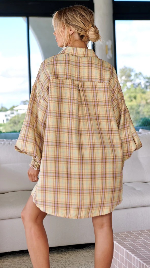 291g Weight Long Sleeve Sleeve Length Single Breasted Placket Type Bishop Sleeve Sleeve Type Spandex, Polyester Fabric Type Long Top Length Blouse Tops Type Daily Occasion Shirt Collar Neckline Loose Fit Type Plaid Pattern Winter, Autumn Season Women's Gender Printing, Pocket Design Streetwear Style Wholesale Women's Streetwear Plaid Long Sleeve Printing Pocket Blouses 12