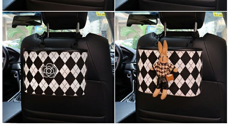 Car trash can car seat back-mounted storage bucket multi-purpose storage bucket storage box rhombus