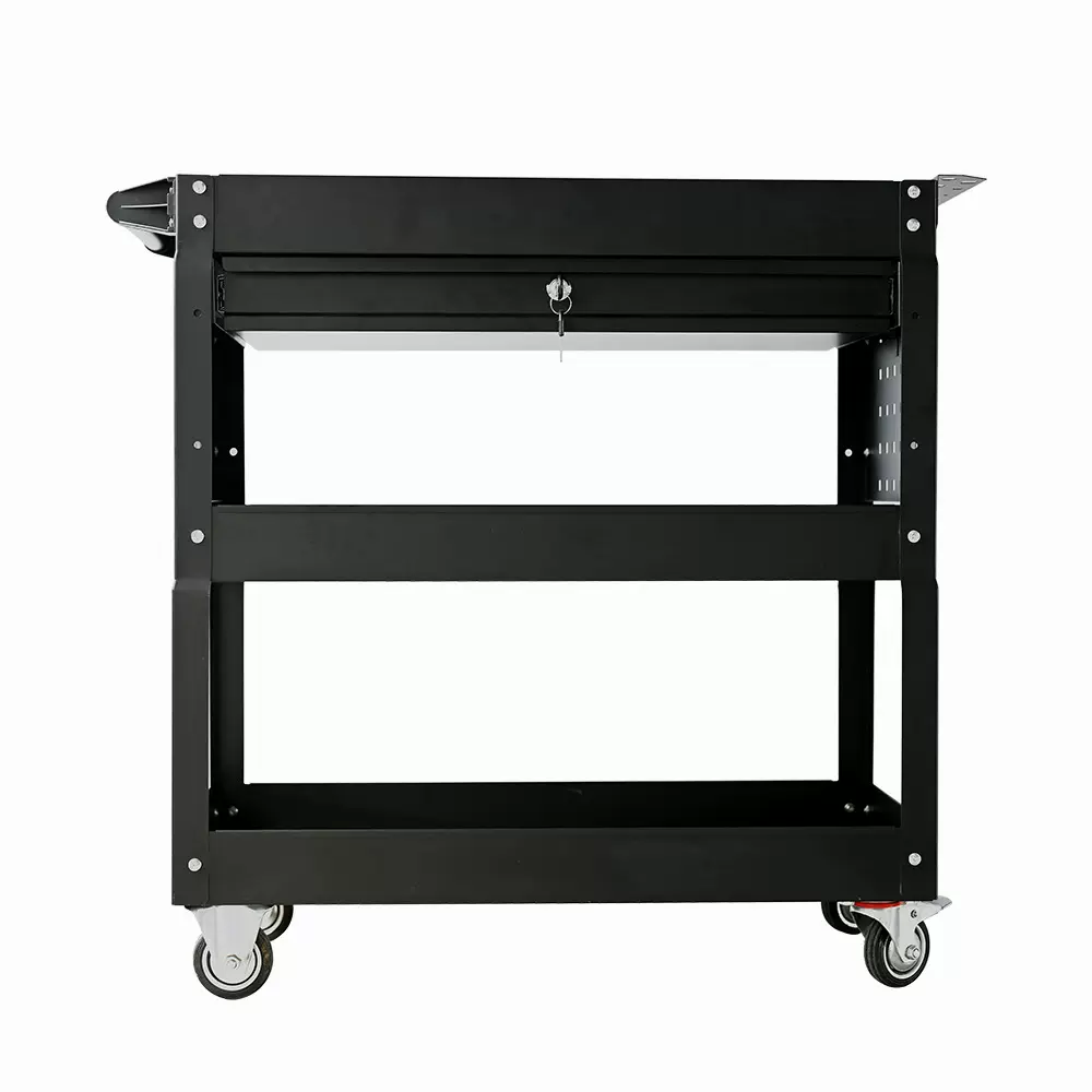 跨境爆款亚马逊三层手推工具车带侧板抽屉五金收纳汽修店用工具车