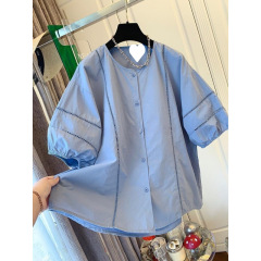 ファッションの独特な超美しいフランスの気質の泡の袖の半袖のシャツのゆったりしている上着の女性の子供のシャツの夏の新しいです。