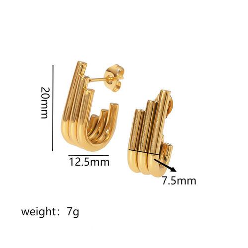 INS Internet celebrity same style earrings 18k gold three-wire earrings light luxury stainless steel earrings earrings wholesale