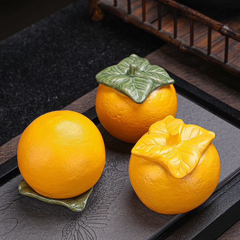 创意万事大桔迷你茶叶罐子陶瓷茶罐礼盒定制心想事橙陶瓷罐礼品|ms