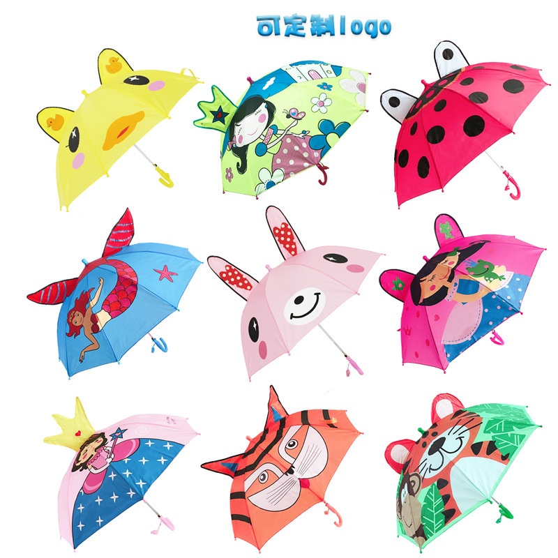 Cartoon Children's Umbrella with Cute Ears, Duck, Frog, Kindergarten Umbrella, Sunny and Rainy Umbrella, Creative Printed Logo, Wholesale Outdoor