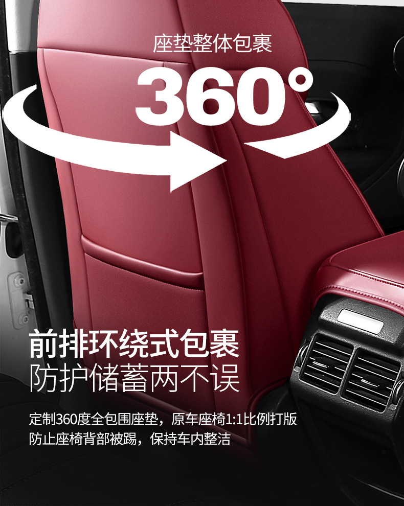 Car Seat Cover for Peugeot 308S 508L 2008 4008 5008, All-Season Leather and Linen Full Surround Seat Cover