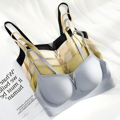 One-piece sleep jelly latex underwear women's seamless bra without rims thin small chest push-up bra wholesale