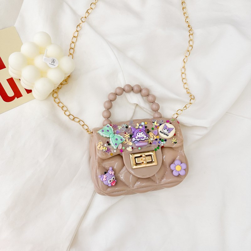 Nuevo bolso de pegamento de crema para niños bolso de mano DIY bolso de material de red chica bolso de hombro lindo