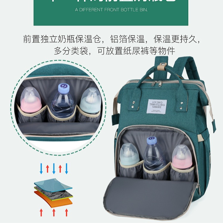 Bolso de mamá de cama plegable portátil nuevo estilo bolsa de leche portátil de gran capacidad para madres y bebés bolsa de cama de mamá multiusos