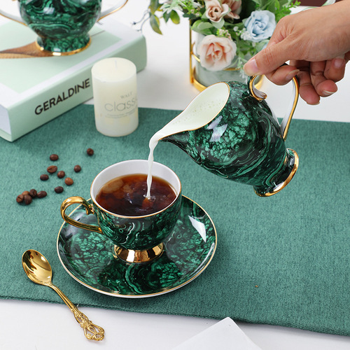 Nordic light luxury British bone china coffee cups and saucers, teapot, mugs, hotel club restaurant Western dinner plates, breakfast cups