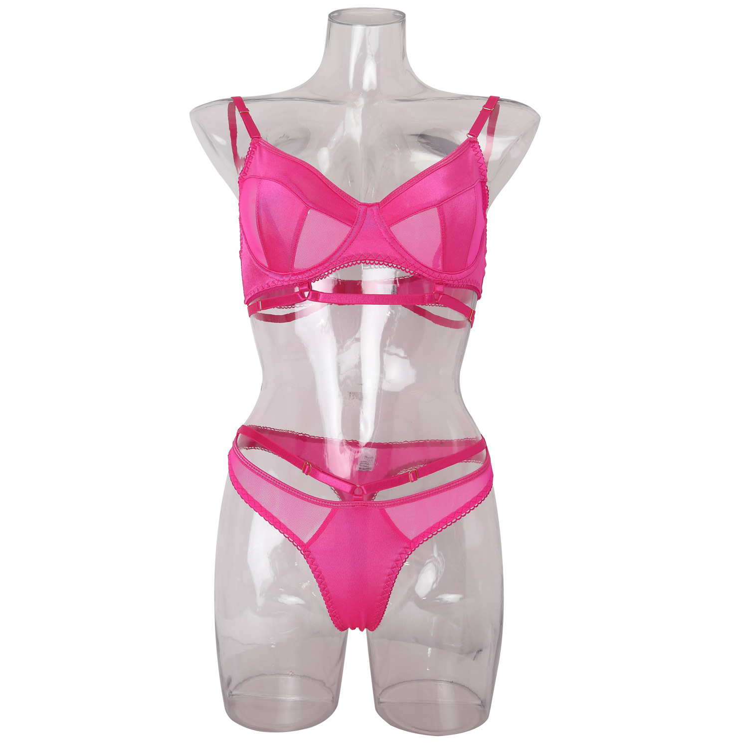 Mesh comfortable push-up wired two-piece set LS1666