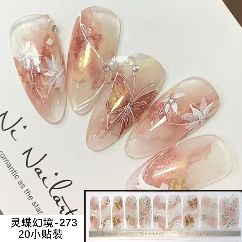 Nuevo 20 pegatinas de uñas 20 pegatinas de dedo completo para hornear pegatinas sin lámpara en stock pegatinas de uñas transfronterizas al por mayor