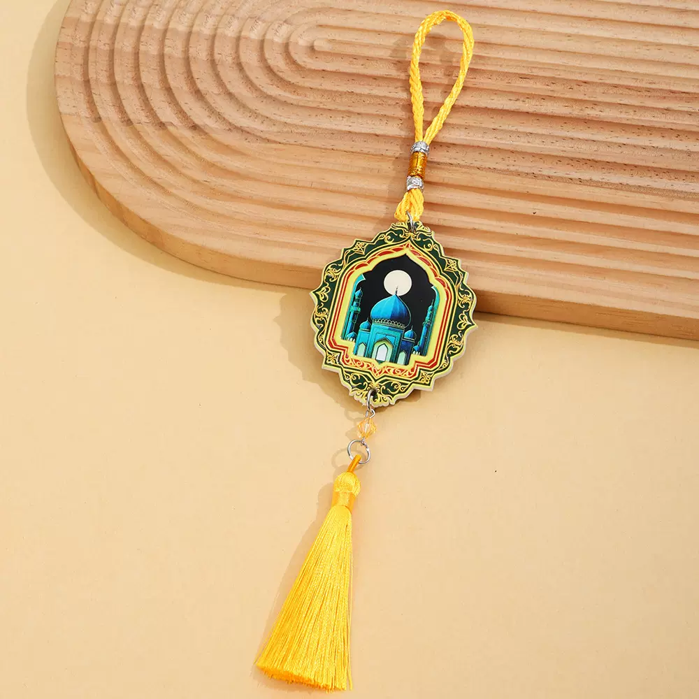 外贸新款穆斯林挂饰中东风格黄色流苏吊坠装饰品汽车挂件背包挂件