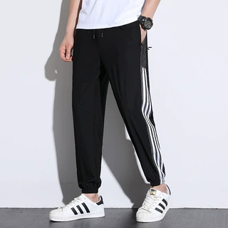 男士夏季薄款速干运动宽松束脚冰丝休闲裤M-8XL