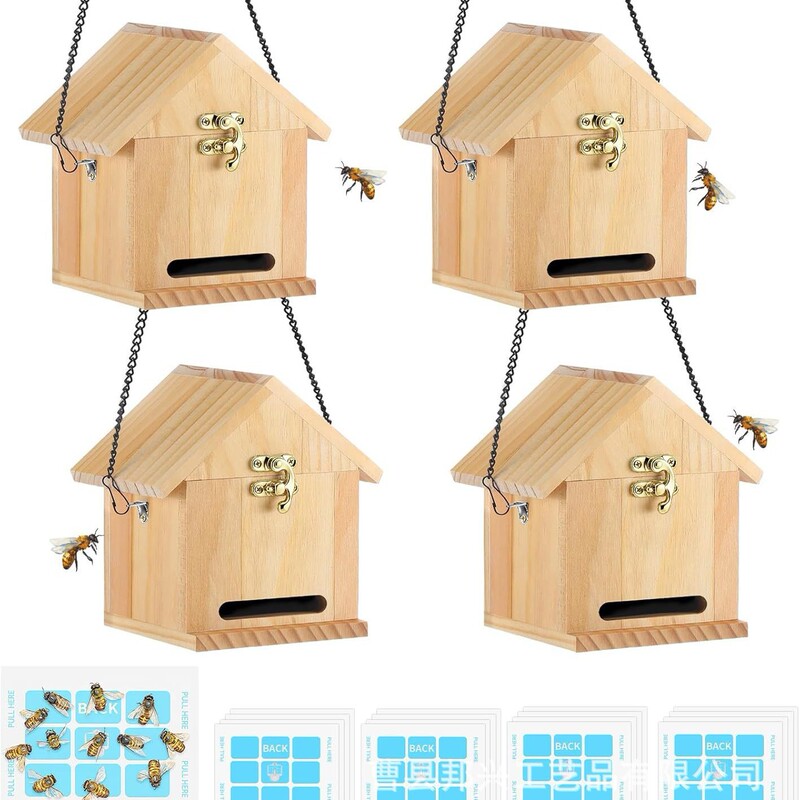 Outdoor Carpenter Bee Trap Cabin-Style Hanging Carpenter Bee Trapping Device Insect Trap Bee Trap House