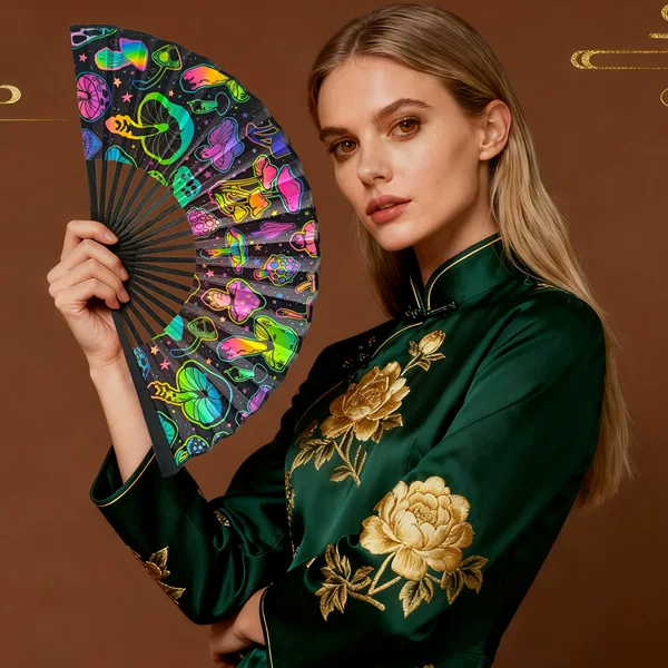 23cm Personalized Kung Fu Fan with Bamboo Ribs, Advertising Fan, Chinese Style Folding Fan, Large Size Dance Fan