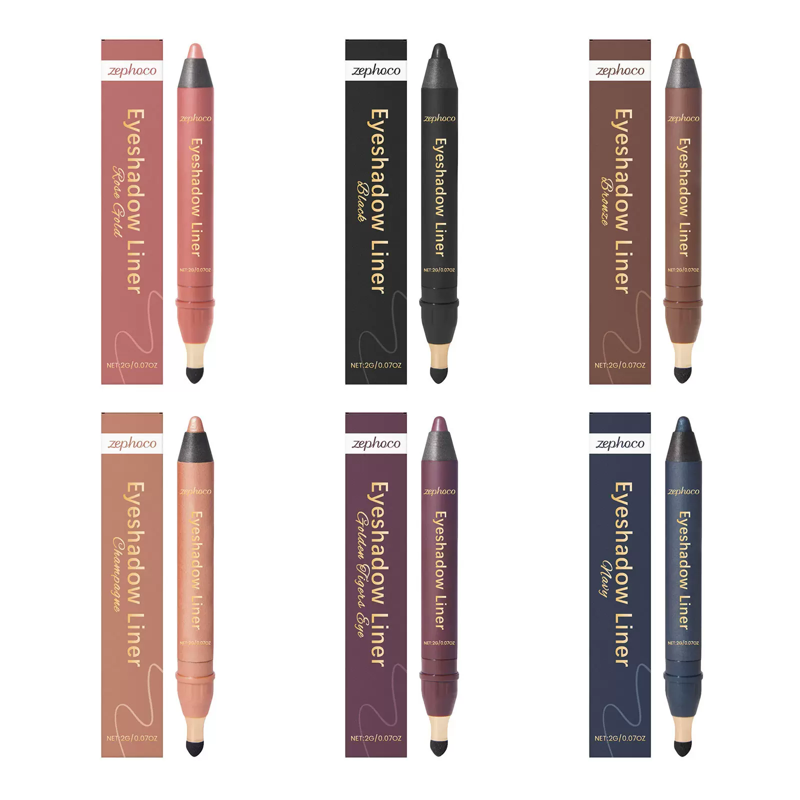 zephoco 二合一眼线笔系列 防水防汗不易晕染丝滑易上妆显色眼妆
