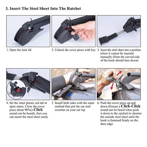 2Pcs Lockable Black Aluminum Roof Rack Cross Bars