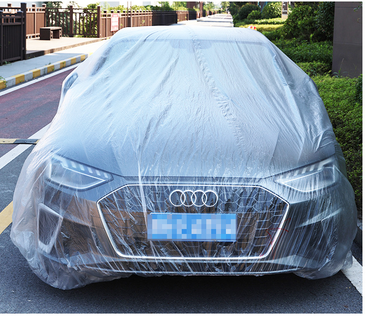 Car Disposable Car Cover Full Transparent Plastic Film Protective Car Cover Dust-proof Car Maintenance Disposable Car Cover