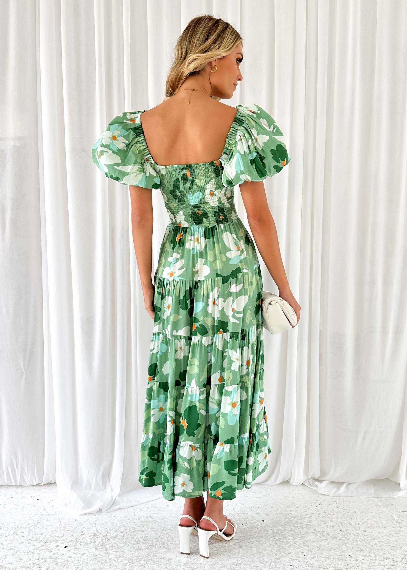 Women's Regular Dress Elegant Classic Style Boat Neck Short Sleeve Flower Maxi Long Dress Travel Daily display picture 32