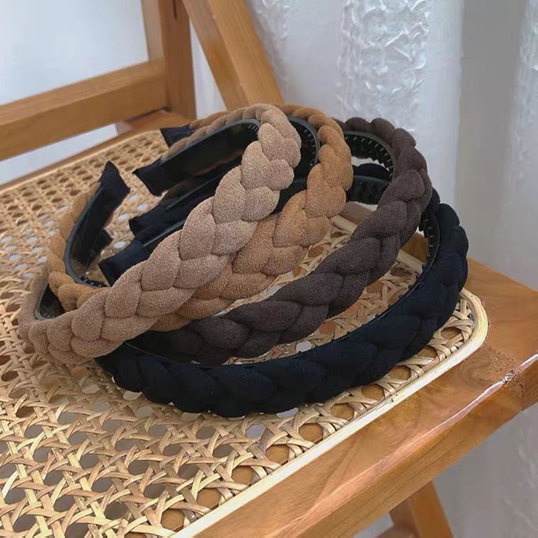 奶茶咖色系發(fā)箍時尚海綿頭箍高顱頂發(fā)卡少女麻花珍珠發(fā)箍日韓發(fā)飾