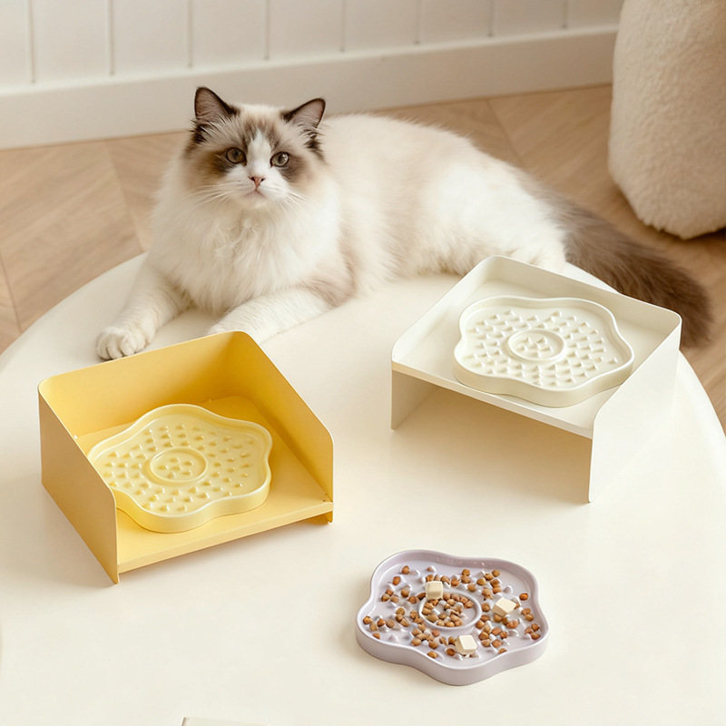 Cerámica protector para mascotas anti-asfixia plato de comida lenta plato de comida lenta plato de comida para gatos y perros plato de comida enlatado plato de grano aumento de rack