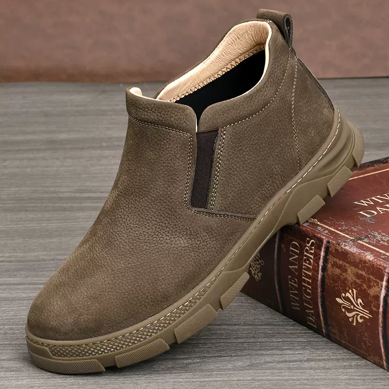 2025春秋款男士切尔西靴头层牛皮轻奢加厚皮靴商务高帮短靴休闲鞋
