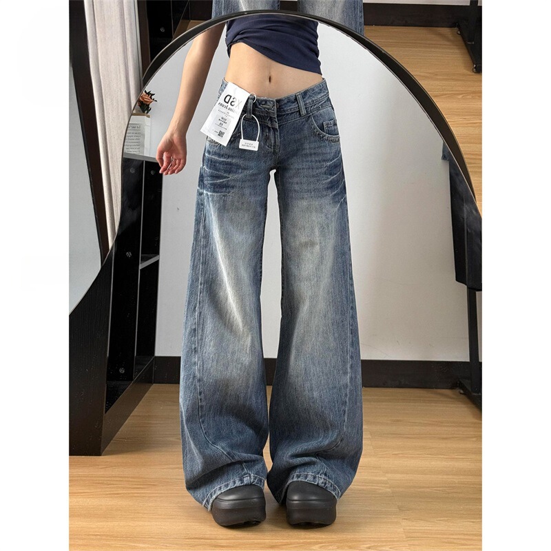 American Retro Wide-Leg Jeans for Women 2026 Early Spring New Low-Waist Loose Slimming Versatile Flared Long Pants American Retro Wide-Leg Jeans for Women 2026 Early Spring New Low-Waist Loose Slimming Versatile Flared Long Pants