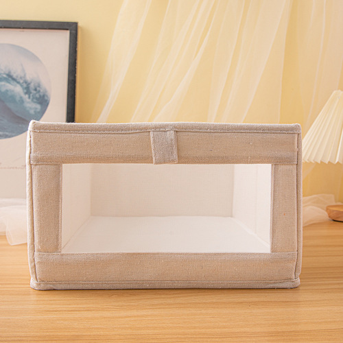 Japanese cotton and linen clothing storage box, household drawer-style fabric storage box, foldable wardrobe storage gadget