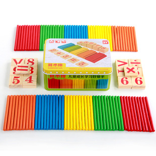 Wooden Children's Counting Stick Kindergarten Primary School Addition and Subtraction Learning Teaching Aids Arithmetic Educational Early Education Toys Solid Wood