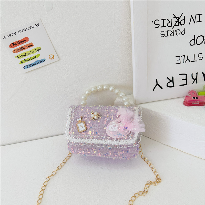 Nuevo estilo occidental de los niños bolsa de estilo de dibujos animados de las muchachas bolsa de mensajero estilo coreano perla bolso niñas monedero