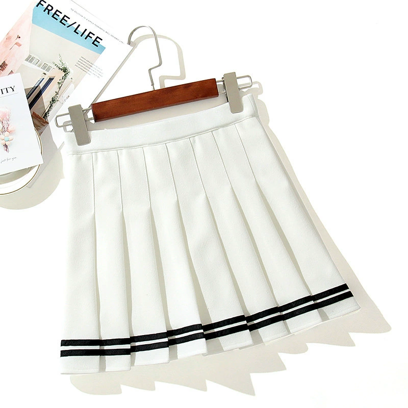 Осенняя pleated юбка, спортивная форма, эластичный пояс, А-силуэт