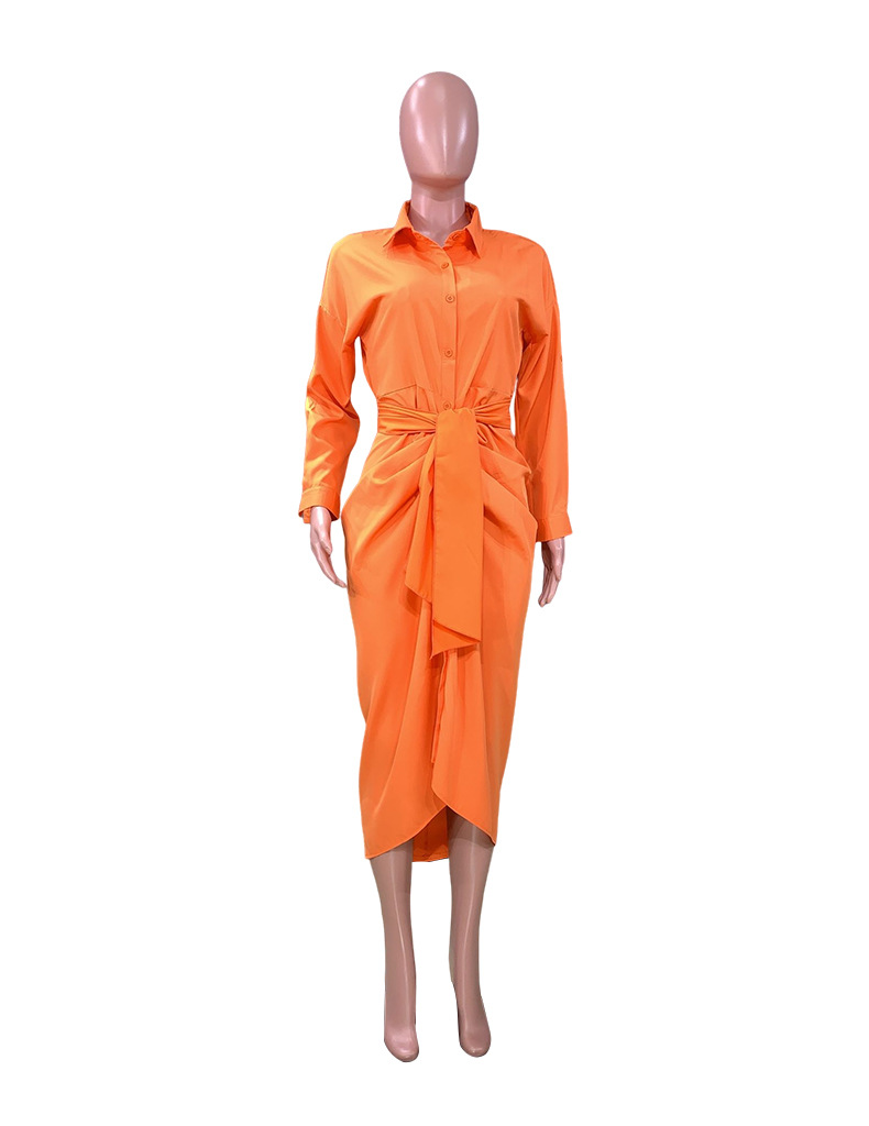 Title 10, Damenmode Einfarbiges Langarm Hemdkleid Stilvol...