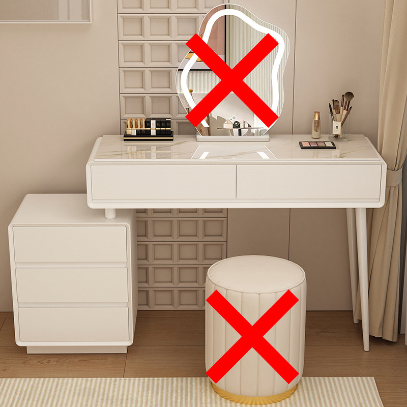 Madera maciza tablero de roca mesa de tocador de estilo de viento silencioso mesa de maquillaje de estilo de viento crema gabinete de almacenamiento mesas de cabecera de cama pequeñas mesas de maquillaje en una