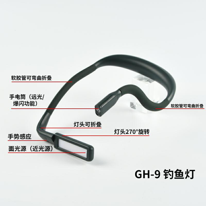 GH-9 낚시등 블랙 + (헤드 접이식 + 제스처 센서 + 원거리 손전등)