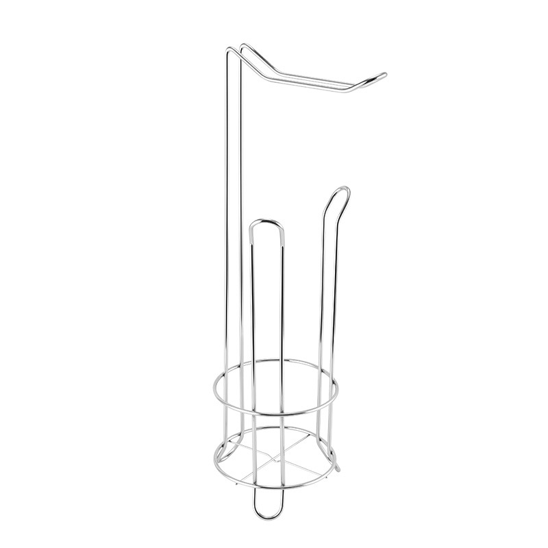 Exportación Amazon Iron Art Colmillo de papel de tierra vertical Soporte de rollo de papel para baño doméstico Estante de piso de metal