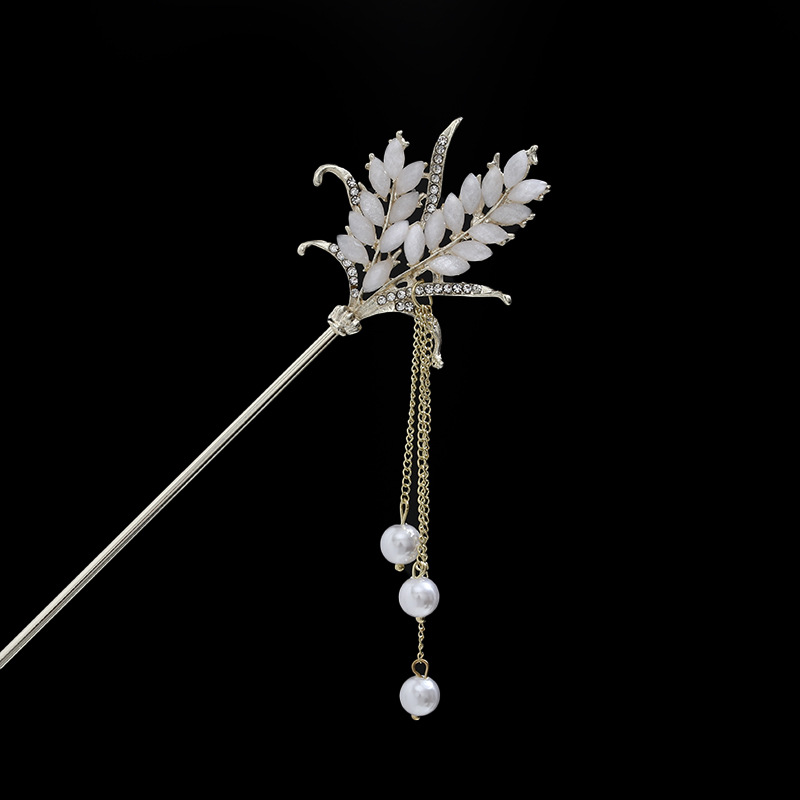 Rosa azul y blanco rhinestone flor horquilla mujeres de alto grado paso sacudida borla rizador de pelo horquilla estilo antiguo hanfu accesorios para el cabello otoño