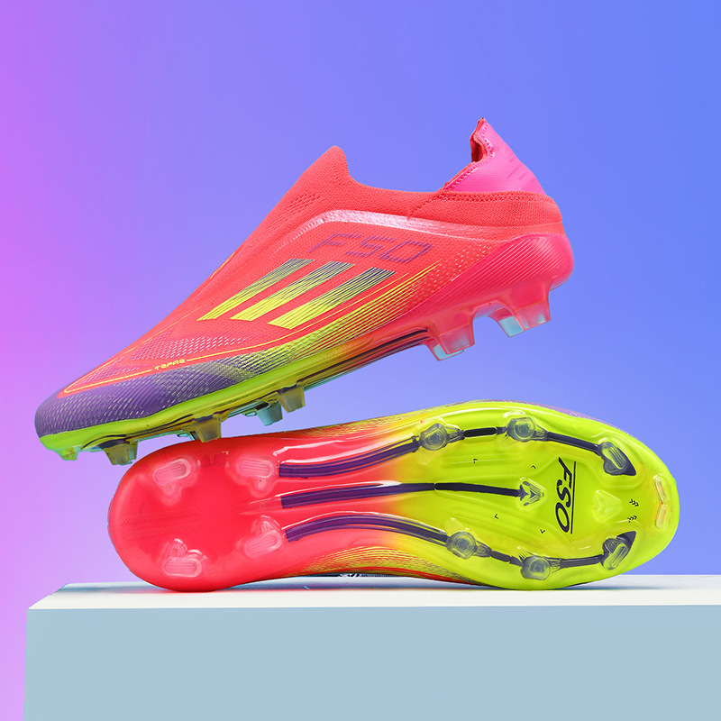 Cross-Border Low-Top Football Shoes Seamless Fly-Knit Design for Youth and Students Tf/Ag Long Spike Adult Competition Training Sports Shoes