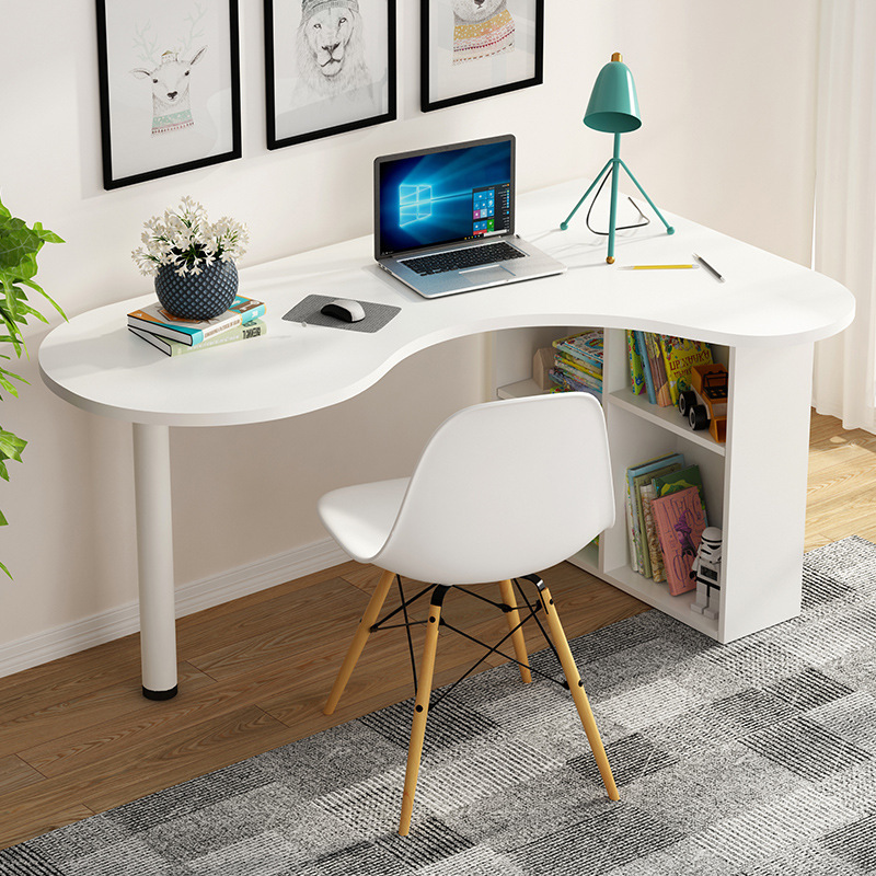 Source Nordic Modern Corner Study Table Desktop Computer Table with Bookshelf Cabinet Combination Desk Diagnosis and Treatment Table Curved Office