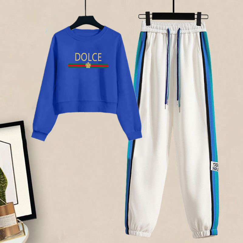 High-end Sense New Korean Fashion Short Sweatshirt Casual Sports Pants Internet Celebrity Two-piece Spring and Autumn Suit for Women