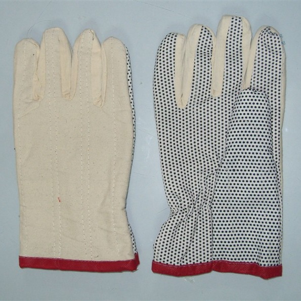 点珠帆布手套双层加厚防滑油田防滑滴塑胶点防滑耐磨隔热劳保手套